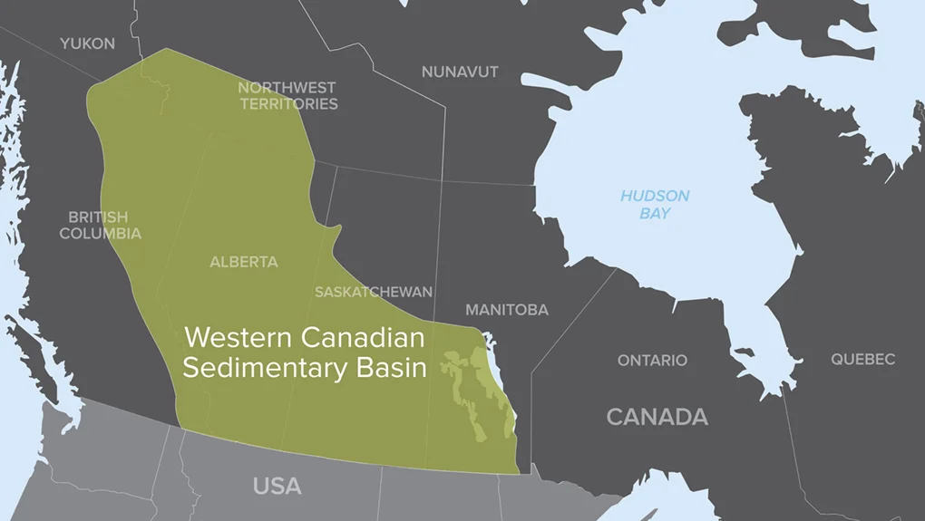 Lease road and service territory across Western Canada